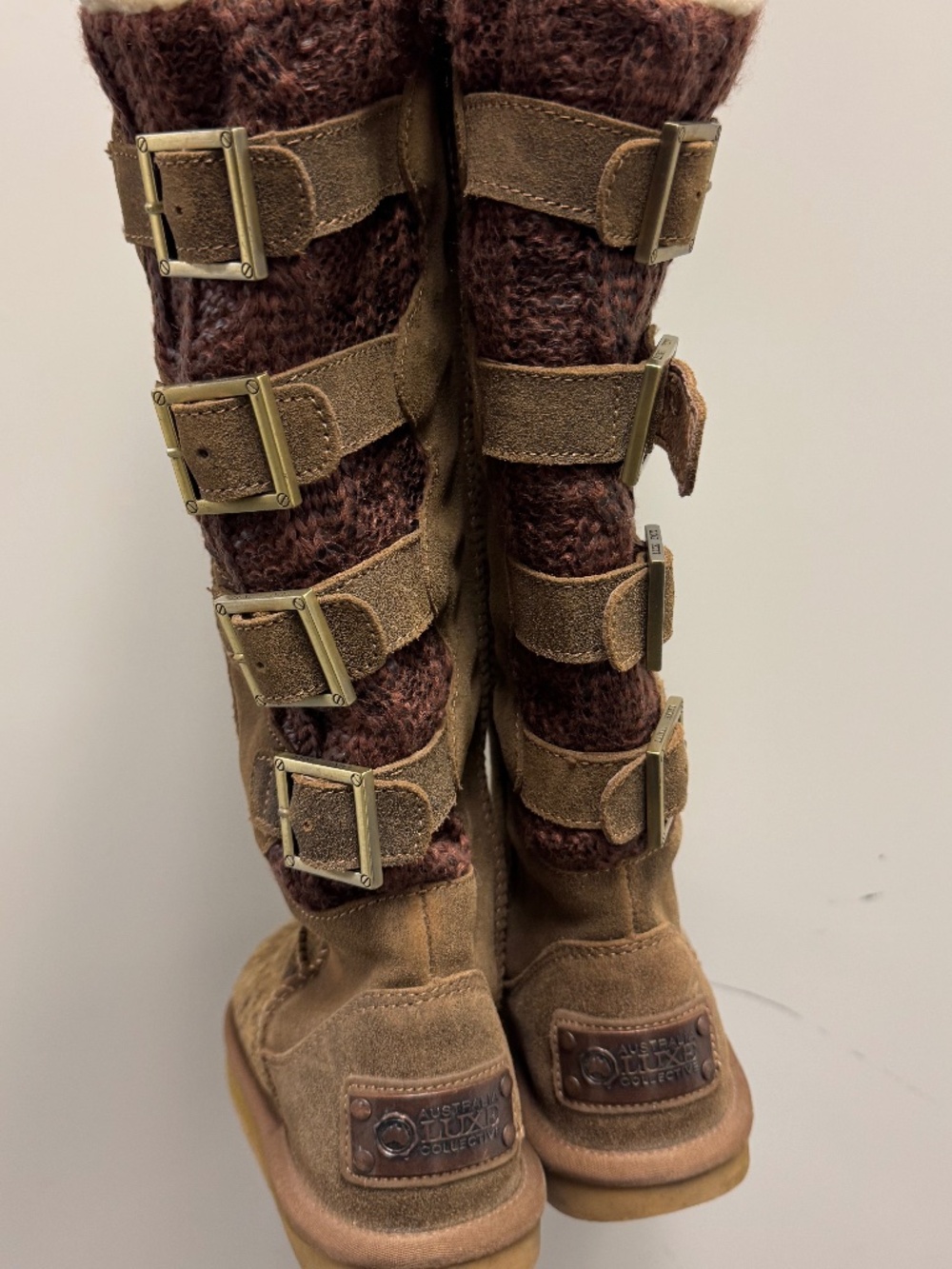 Australia Luxe Collective Spartan Knit Sheepskin X-Tall Boots, Size 6